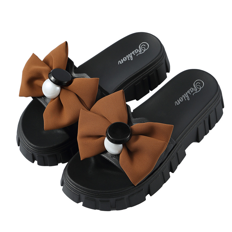 NS-2088 Women's New Fashion Platform Bow Sandals Outdoor Comfortable Wear-Resistant Shopping Slippers