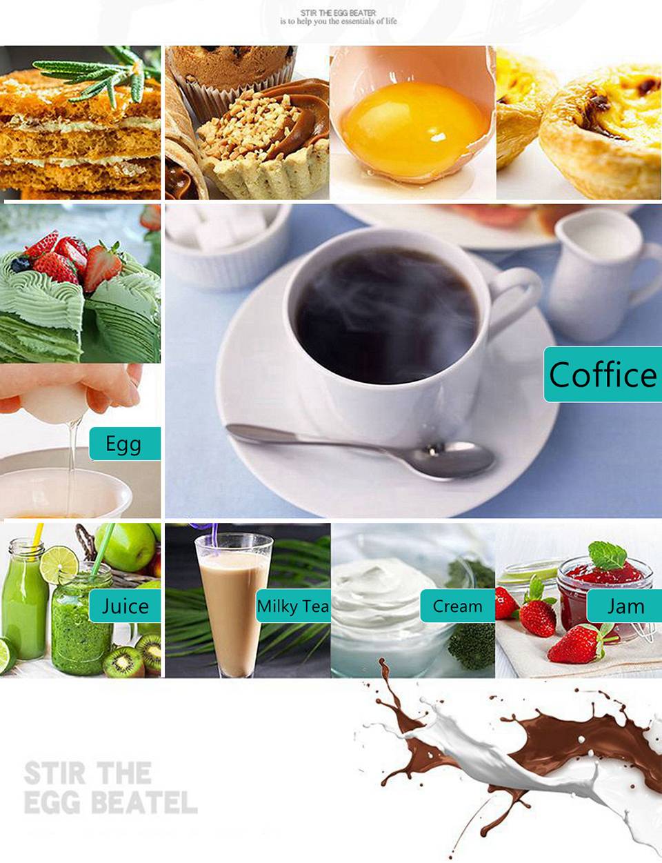 Milk Frother Handheld Mixer Foamer Coffee Maker Egg Beater Chocolate/Cappuccino Stirrer Mini Portable Blender Kitchen Whisk Tool