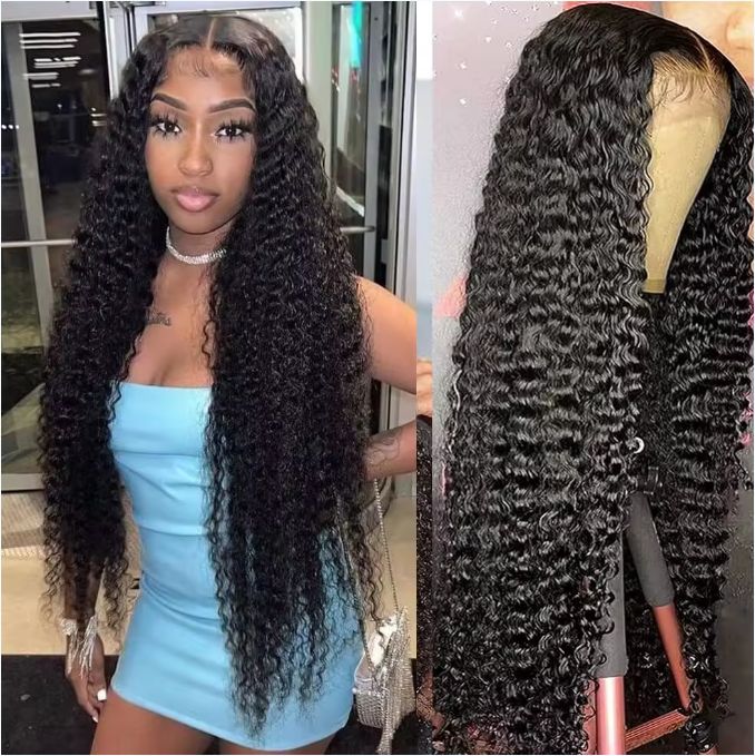  Raw Virgin Human Hair Deep Wave Glue less Wigs HD Full Frontal Lace Wig With Baby Hair For Black Women
