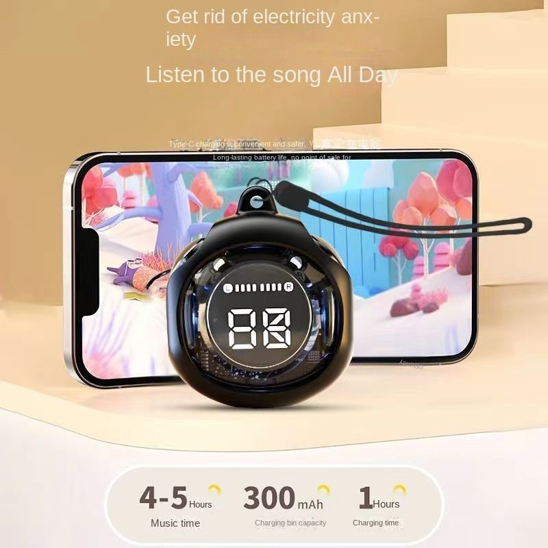 New sports Bluetooth HK6 headphones transparent digital display long battery life transparent second-generation noise reduction