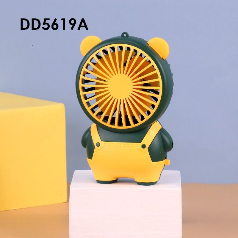 Handheld Fan Portable Pocket Fan USB Rechargeable Mini Fan Cute Small FanLittle Bear A [dark green]