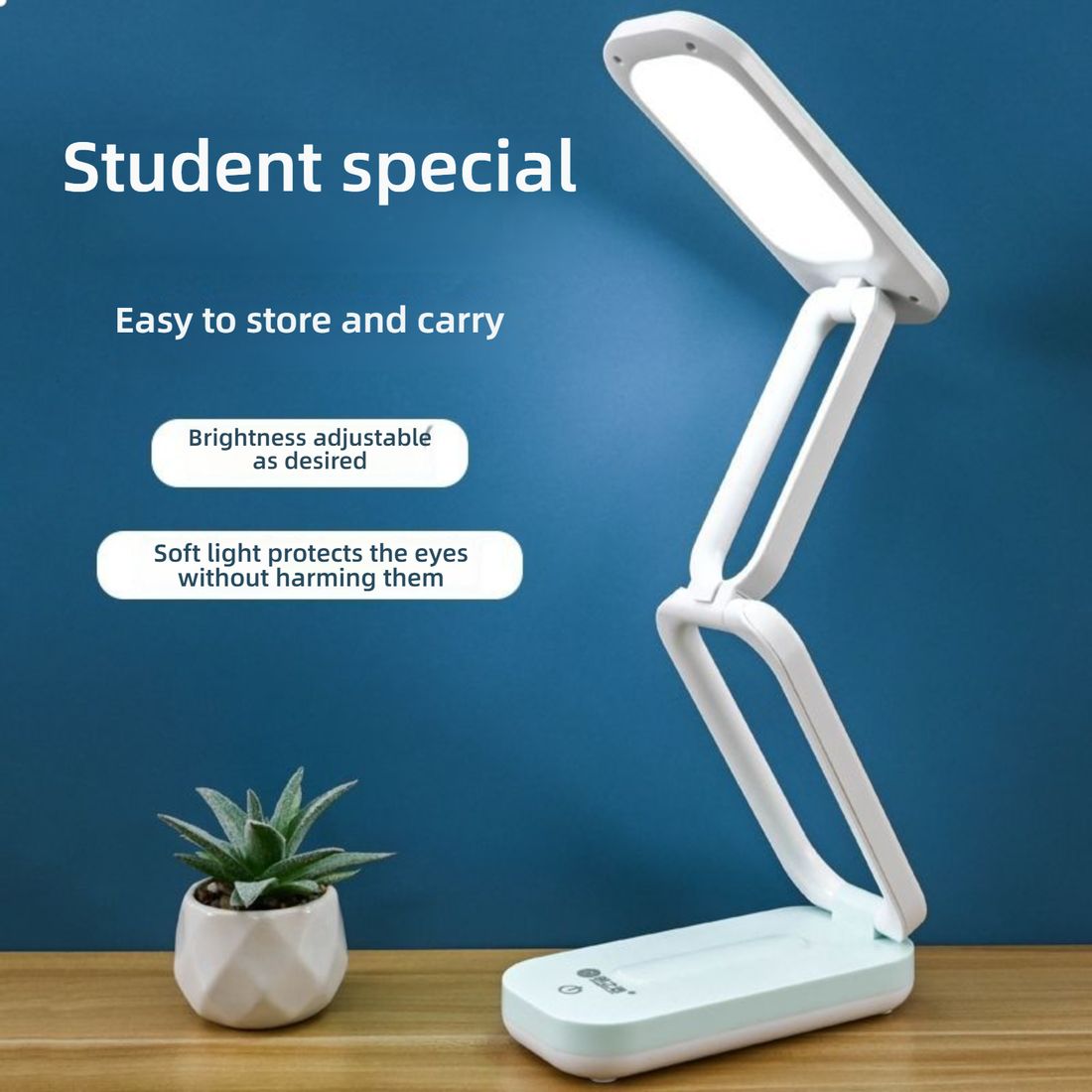 Solar Folding Children's Eye Protection Learning Desk Lamp - LED Rechargeable, Dormitory Reading Light