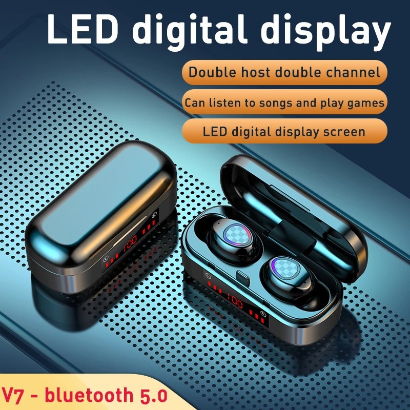 M7 key Bluetooth digital display Bluetooth headset binaural Bluetooth headset with charging chamber