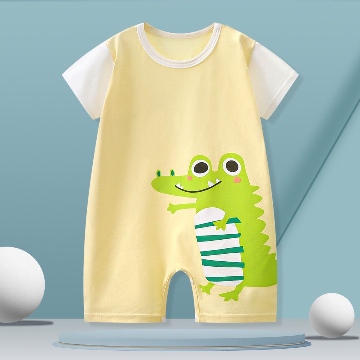 Baby Summer Romper, Cute Tiger Print Short Sleeve Jumpsuit, Breathable Thin Cotton Baby Playsuit for Newborn Toddler, Sizes 59-90cm, Single Pack, Casual One-Piece Outfit for Boys Girls7