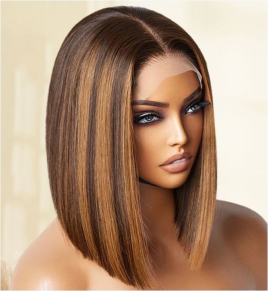 Human Hair Wigs BOBO 4*4 lace front short Bob Wigs - Straight Wigs Pre Plucked For Woman
