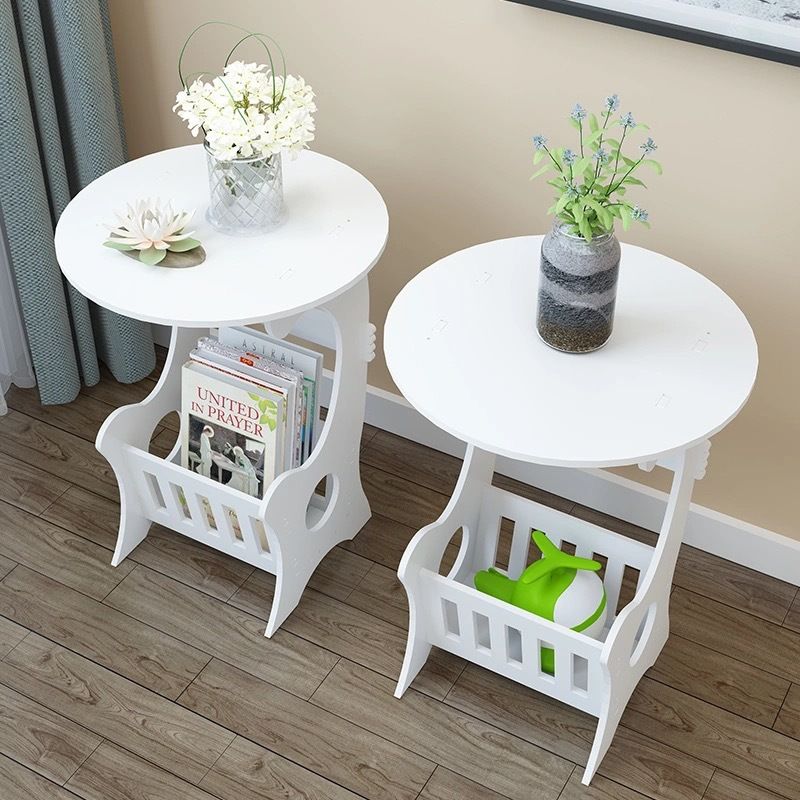 Modern PVC small round table, coffee table balcony, mini table, minimalist bedside table in living room, coffee table CRRSHOP Storage Rack free shipping