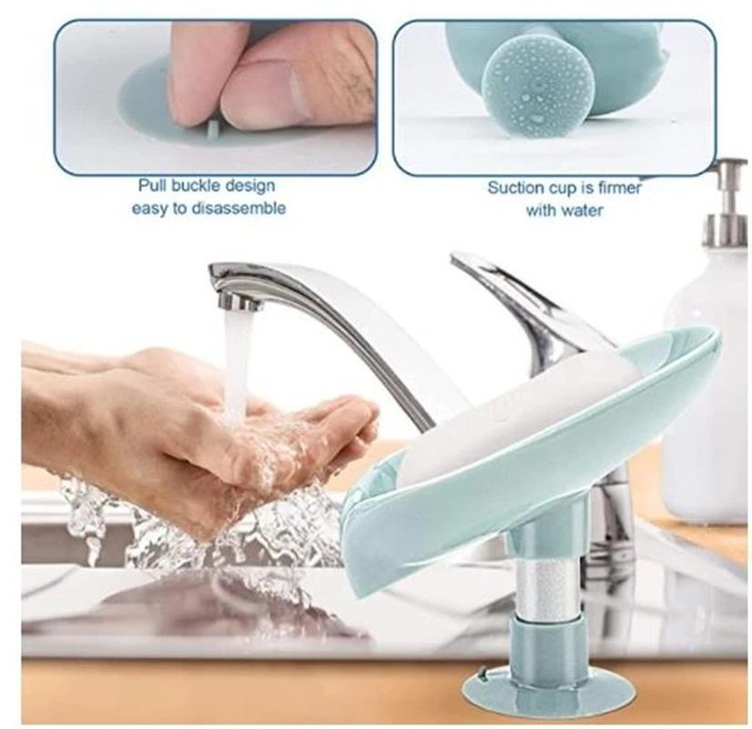 Leaf Shaped Soap Holder Shower Soap Shelf Bath Soap Box Vertical Suction Cup Laundry Soap Dish Storage Tray Bathroom Supplies