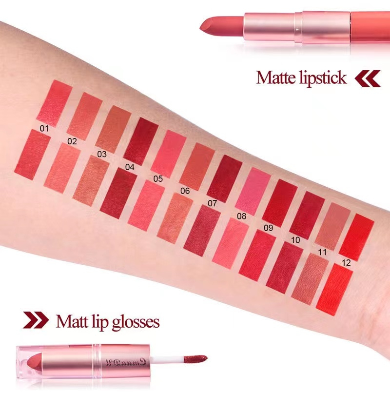 CmaaDu  Matte lipstick&Matt lip gloss  Double headed Makeup Matte Lips Cosmetic Long Lasting Velvet Liquid Lipstick   Sexy Lip 