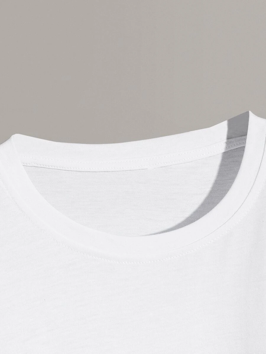 DX05# Men Gothic Style Letter on the Back Print Tee T-Shirt