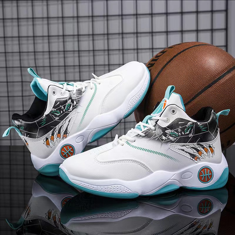 Men's Summer Breathable Graffiti Basketball Shoes Comfortable and Wearable Sports Casual Shoes529 Green