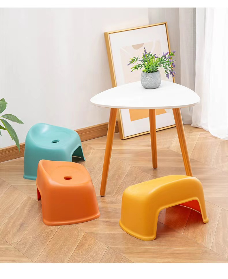 Family simple plastic stool, thickened small bench bathroom non-slip chair