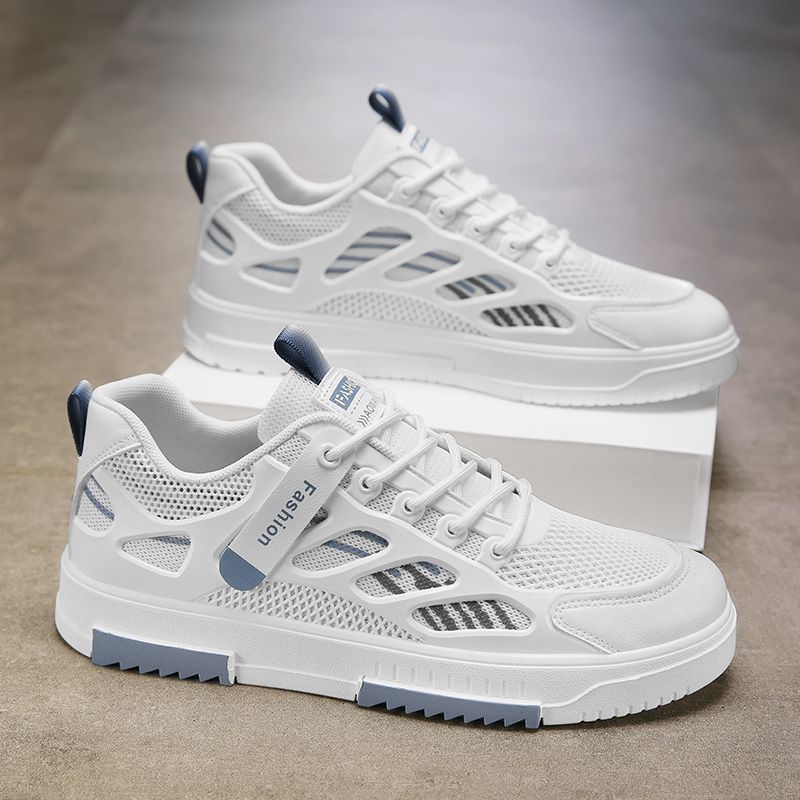 The 2025 summer new breathable mesh shoes, men's trendy and versatile white sneakers, student sports and casual sneakers, and trendy shoes