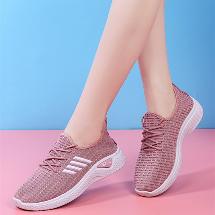 Ladies shoes woven mesh women sneakers shoes striped mesh soft sole casual shoes