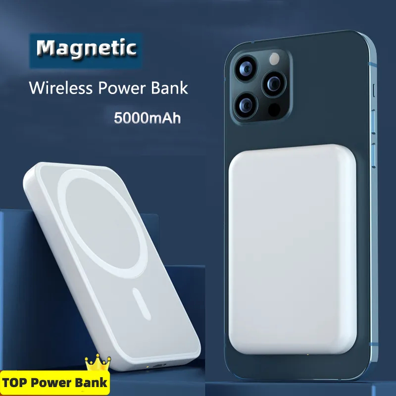 Portable Wireless Charger Macsafe Auxiliary Spare External Magnetic Battery Pack Power Bank For iphone 12 13 14Pro Max Powerbank