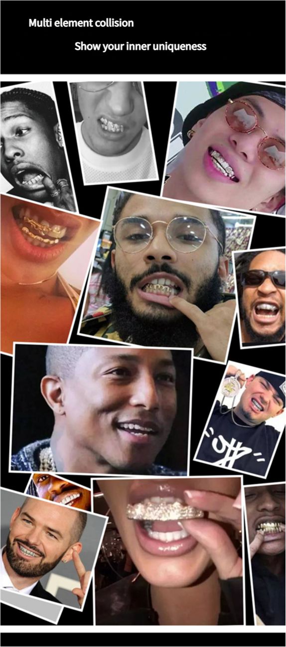 Simple glossy gold, silver and rose gold 3-piece grillz teeth grillz hip-hop grillz gold grillz silver griilz rose gold grillz gold teeth silver teeth rose gold teeth