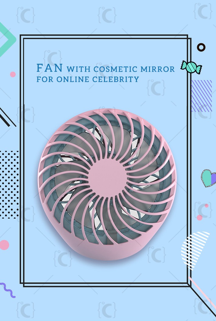  
Tospino,LED, color, makeup, mirror, portable, hand-held, mini, mirror fan, 3 gear speed rechargeable with color LED light