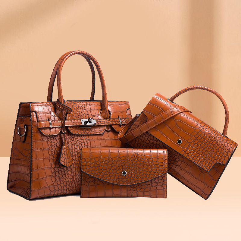 2024 new autumn and winter crocodile handbag fashion trend diagonal bag large capacity three-piece set bag