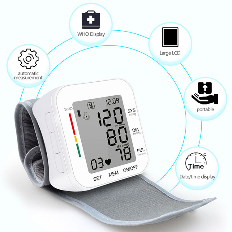 Wrist BP Blood Pressure Monitor meter Pulse Rate Heart Beat Rate Device machine Medical Equipment Tonometer BP Sphygmomanometer