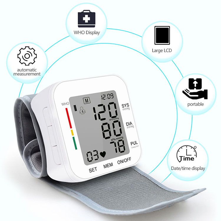 Wrist BP Blood Pressure Monitor meter Pulse Rate Heart Beat Rate Device machine Medical Equipment Tonometer BP Sphygmomanometer