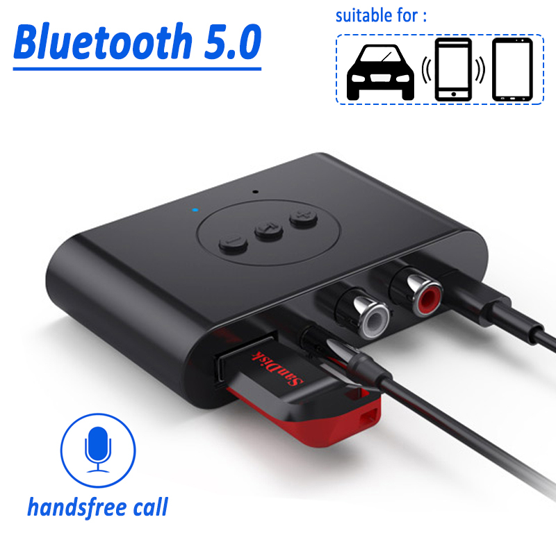 B21 Bluetooth 5.0 Audio Receiver U Disk RCA 3.5mm 3.5 AUX Jack Stereo Music Wireless Adapter with Mic For Car Kit Speaker Amplifier