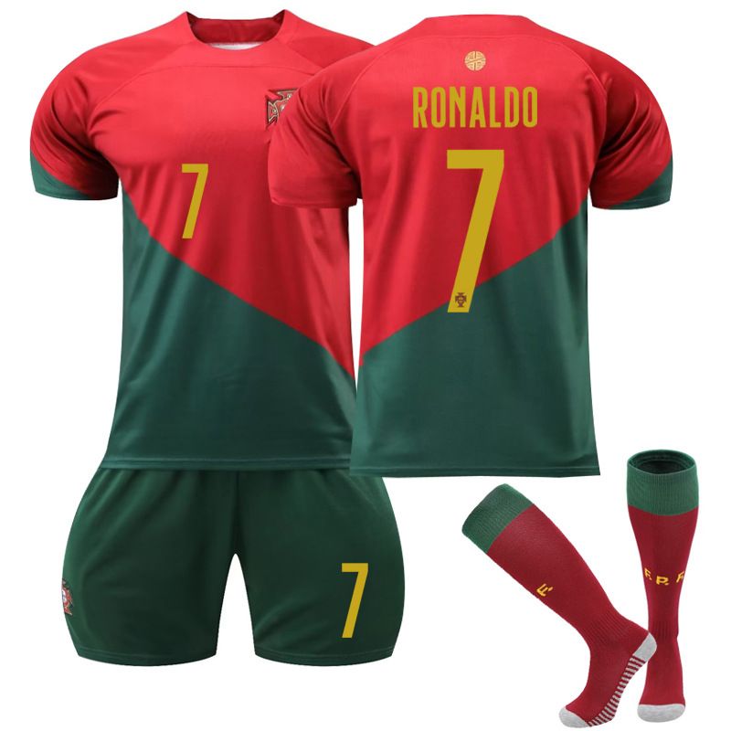 Portugal World Cup Home Football Jersey Set Number 7 Cristiano Ronaldo Jersey Fitness Exercises Clothing Football Clothes Soccer Clothes Set