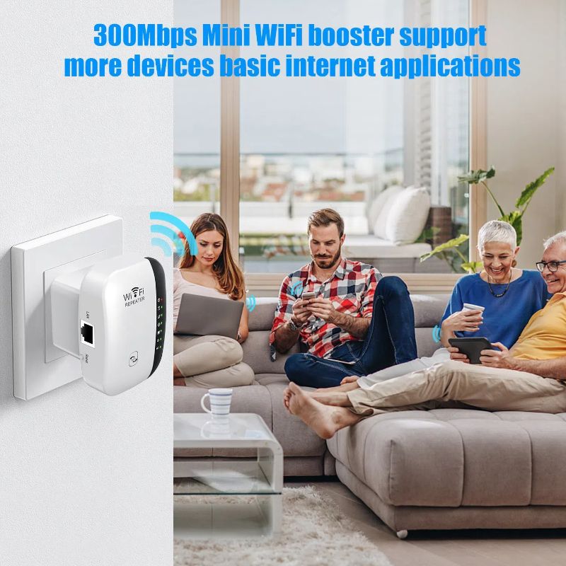 WiFi Amplifier 2.4G Router Wifi Range Extender 300Mbps Wireless WIFI Repeater Wi-Fi Signal Amplifier 802.11N Network Card Adapter for PC UK Plug