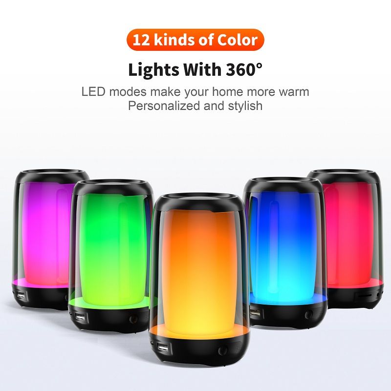 Colorful LED lights, wireless mini, portable Bluetooth speaker, outdoor courtyard gathering atmosphere speaker