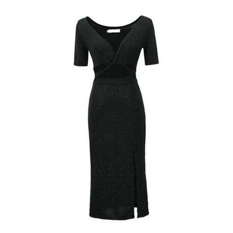 BB Lady Sexy Tight Show Thin V-neck Exposed Belt Thin Shimmer Hip Skirt