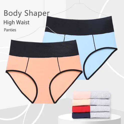 Women's High Waist Cotton Underwear Soft Brief Panties Regular and Plus Size