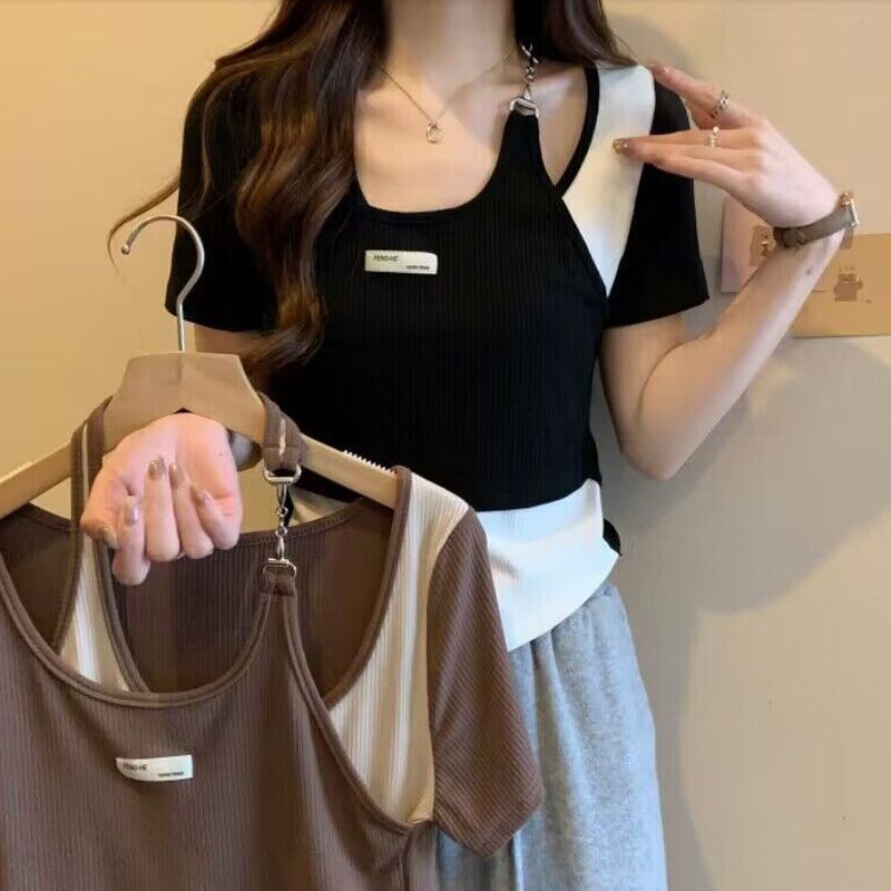 965 Irregular design solid color long sleeve casual fashion women t-shirt