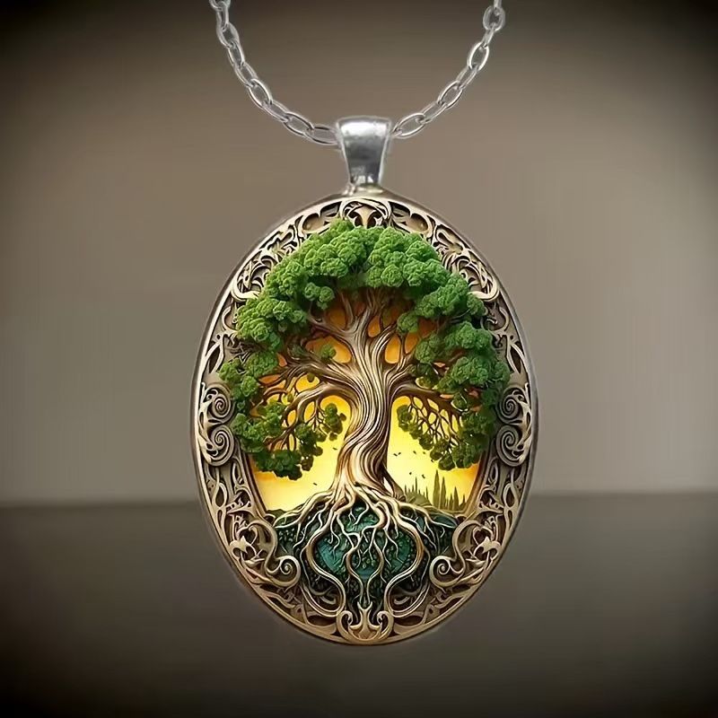 Glass pendant necklace， Life Tree Necklace CRRSHOP men  women unisex necklace free shipping