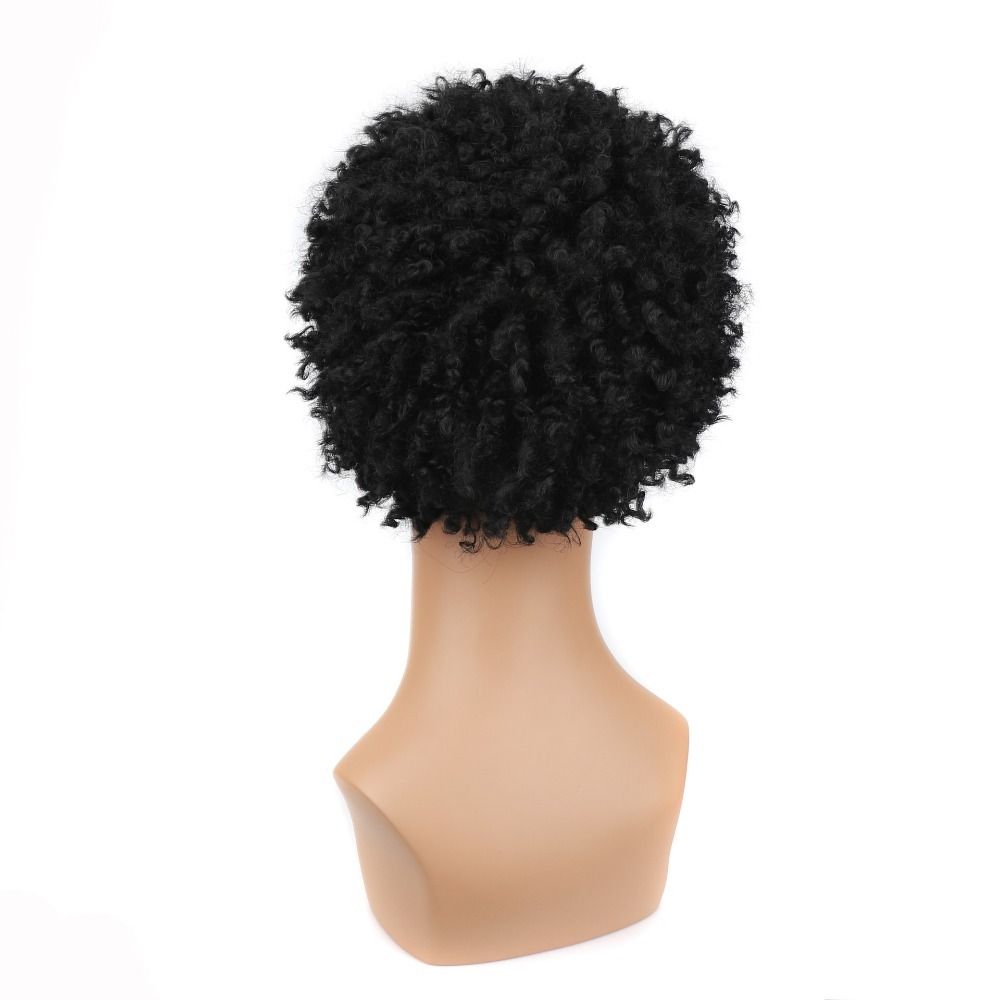 TopKiss Braided Fiber Wig for Men, High Temperature Synthetic Wig Head Cover, with Small Curls and Realistic Texture Local