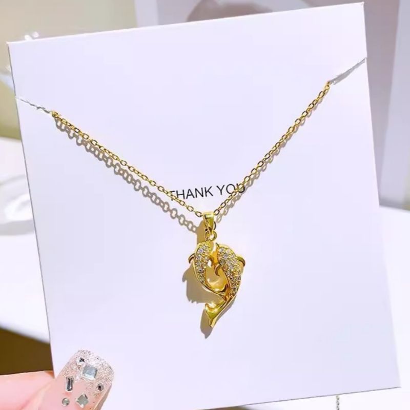 Two fish pendant necklace,chain pendant titanium steel necklace 