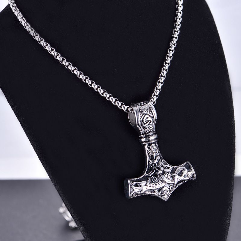 Necklace Personalized and Creative Titanium Steel Thor's Hammer Necklace Stainless Steel Jewelry CRRSHOP free shipping pendant necklace 60cm titanium steel chain