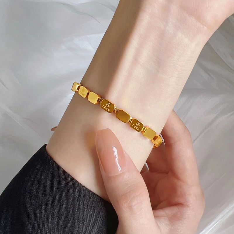 Lovers bracelet Gold Letter Small Square Titanium Steel Love Bracelet Valentine's Day gift CRRSHOP men women jewelry hand ornament gold silvery holiday gifts free shipping