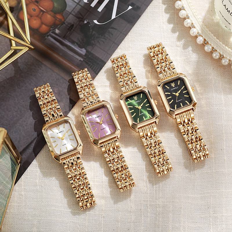 New Light Luxury Steel Belt Women's Watch Female Student Fashion Simple Square Quartz Watch