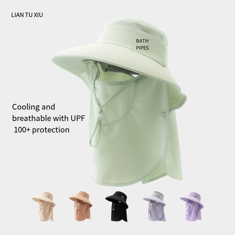 Women's Summer Full Coverage Sun Hat, UV Protection Wide Brim Hat with Removable Neck & Face Flap, Breathable Quick Dry Sun Cap for Outdoor Hiking Fishing, 6 Colors Available