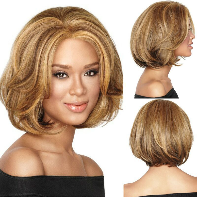 K14 Short Brown Curly Hair Wigs For Women Fluffy Curly Natural Wig Short Layer Heat Resistant Full Wigs (Blonde)
