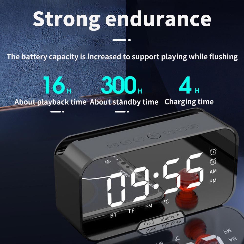 Digital  Alarm Clock Wireless Bluetooth 5.0 Speaker FM Radio