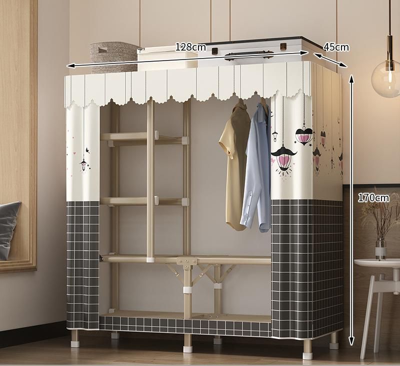 Portable Closet Wardrobe Closet for Hanging Clothes with 6 Storage Shelves, 1 Hanging Rod and 4 Pockets, Free Standing Closet Clothes Organizer for Bedroom, Sturdy and Easy Assemble
