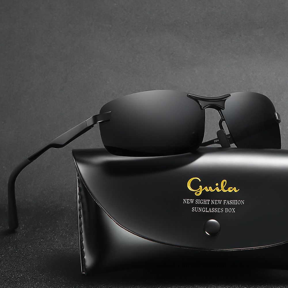 2043 Semi Rimless Metal Frame Men Driving Polarized Sunglasses Sun Glasses Night Drive Eyeglasses