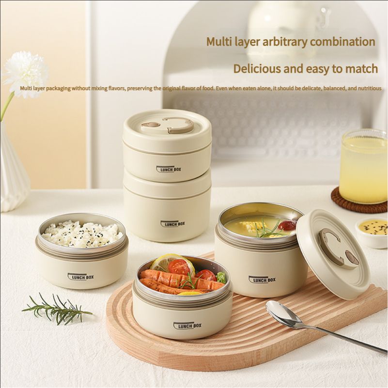 304 stainless steel insulated lunch box sealed and leak-proof portable office worker student single multi-layer mini bowl with lid heating pot lunch box