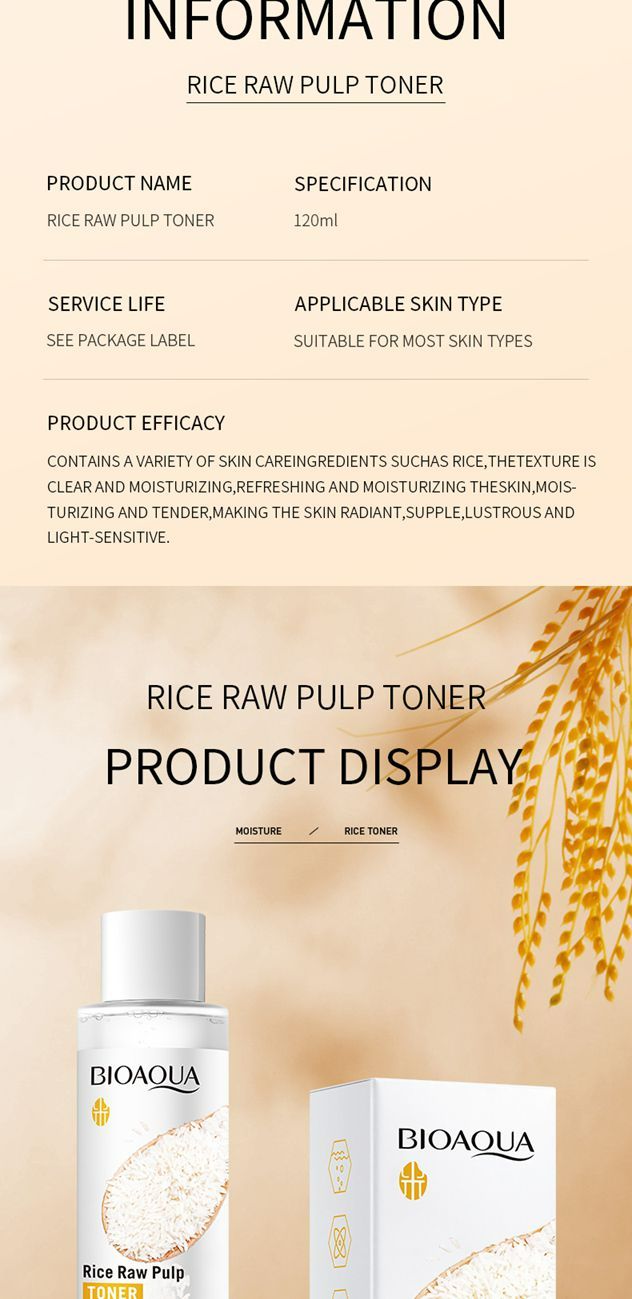 Rice Raw Pulp TONER, moisturizing and skin care toner