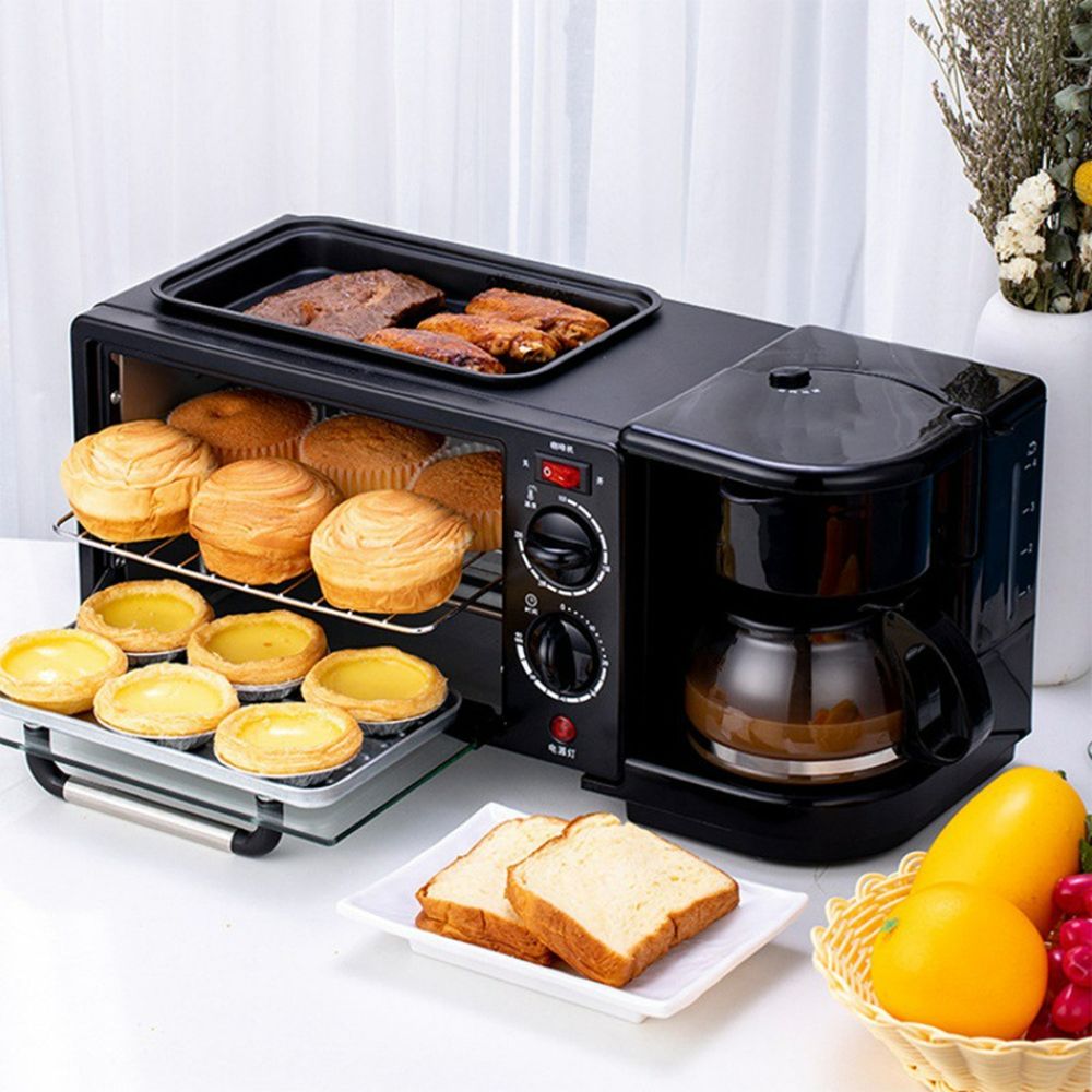 Nostalgia 3-in-1 Breakfast Station Includes Coffee Maker, Non-Stick Griddle, and Toaster Oven Versatile Breakfast Maker with Timer