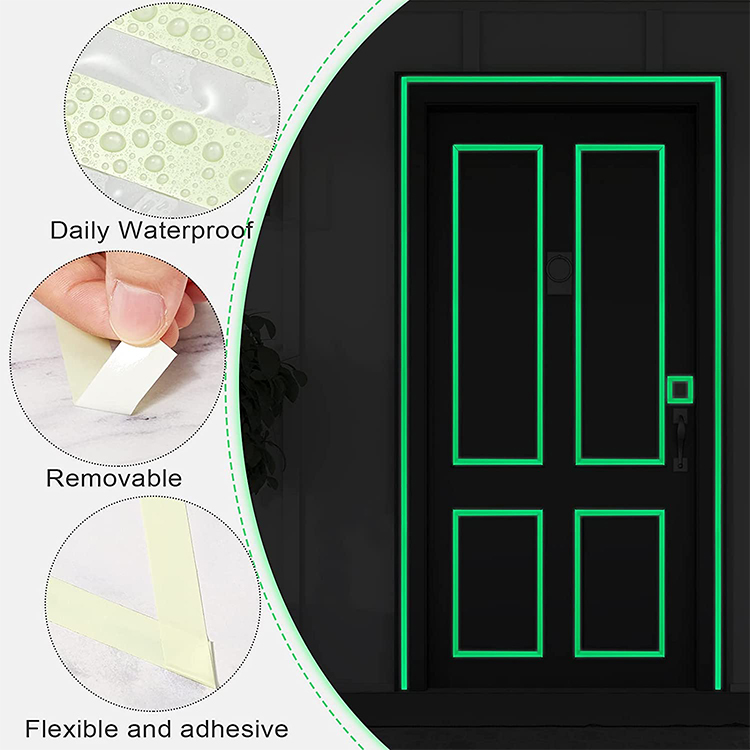 2Pcs Glow in The Dark Tape, 3m Length x 1.5cm Width, Removable Photoluminescent Luminous Tape Sticker, Wall Stairs Steps Glow in Dark Safety Duct Fluorescent Tape for Home, Office