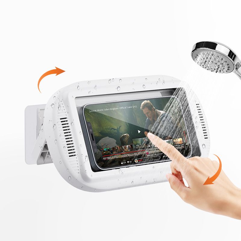 Waterproof touch screen wall-mounted bathroom 360-degree  phone holder rotating folding telescopic punch-free mobile phone box