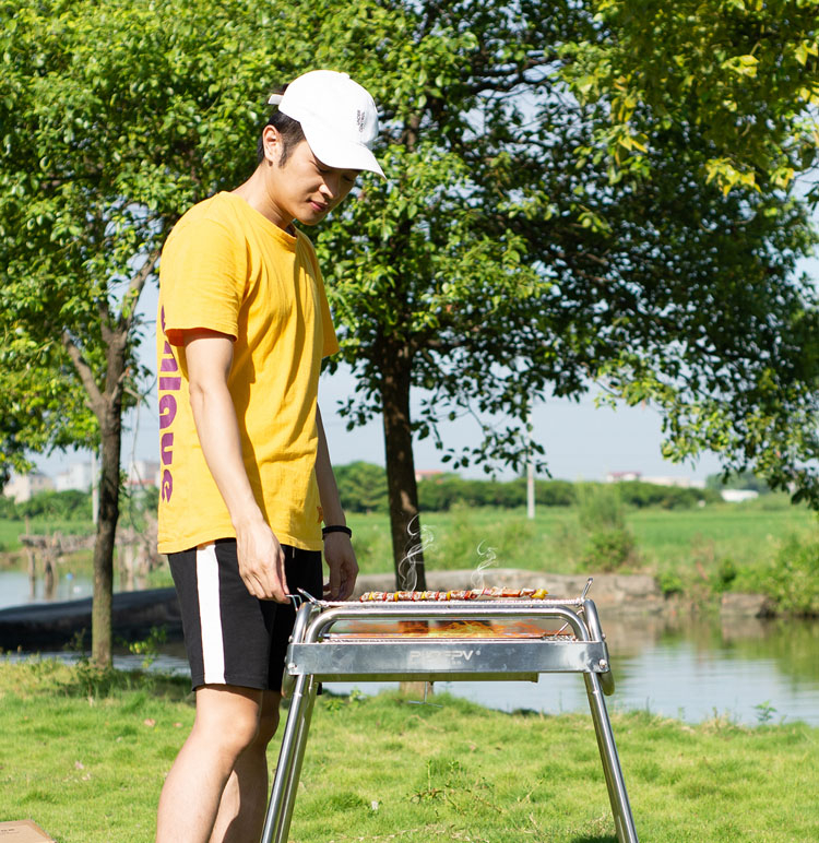 kz003 Portable Foldable BBQ Grills Patio Barbecue Charcoal Grill Stove Stainless Steel Outdoor Camping Picnic