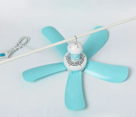 5 Blades Small size portable Ceiling Fan (FC05-D98) 220V 7W with 5 removable ABS Blades, Power Plug Switch, Energy Saving, Low Noise and High speed for home