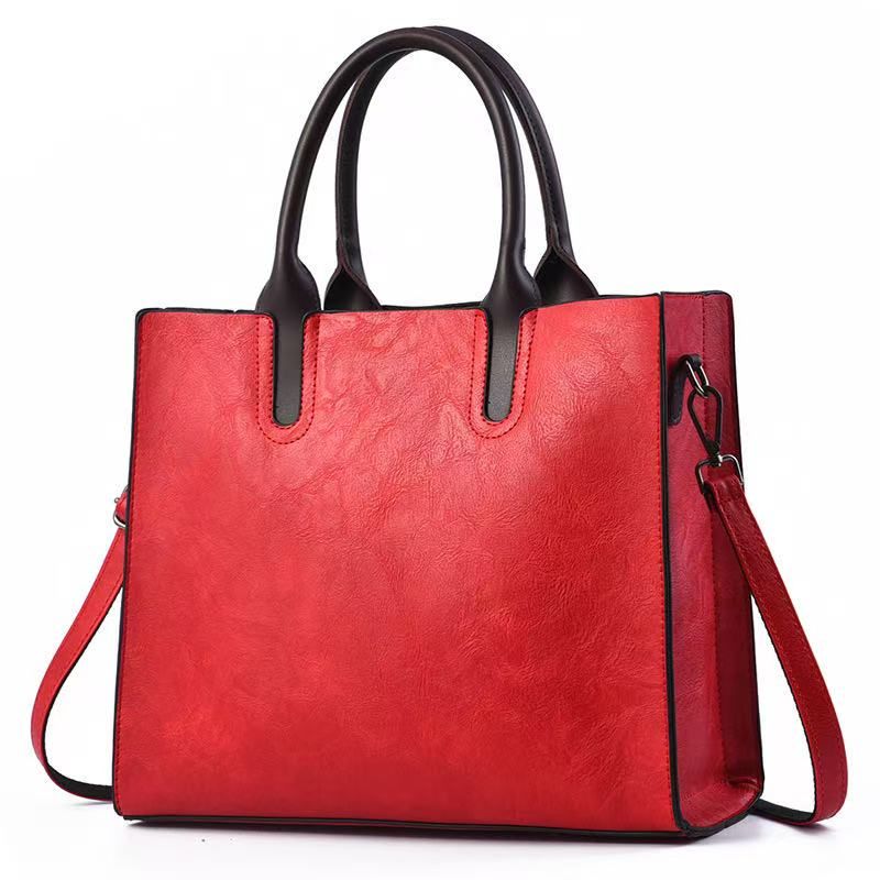 Large Handbags Women Bags Fashion PU Leather Women Shoulder Bag Big ladies Hand Bags Vintage Tote BagRed