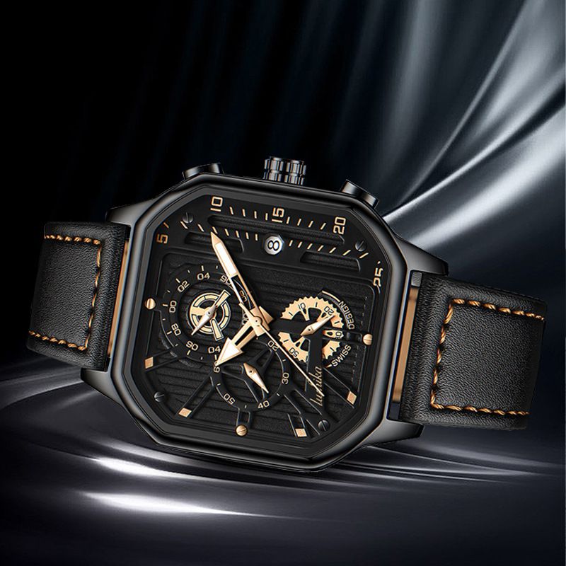 Fashion Men's Watch  Simple Men's Watch with Belt Pin Buckle, Quartz Watch
